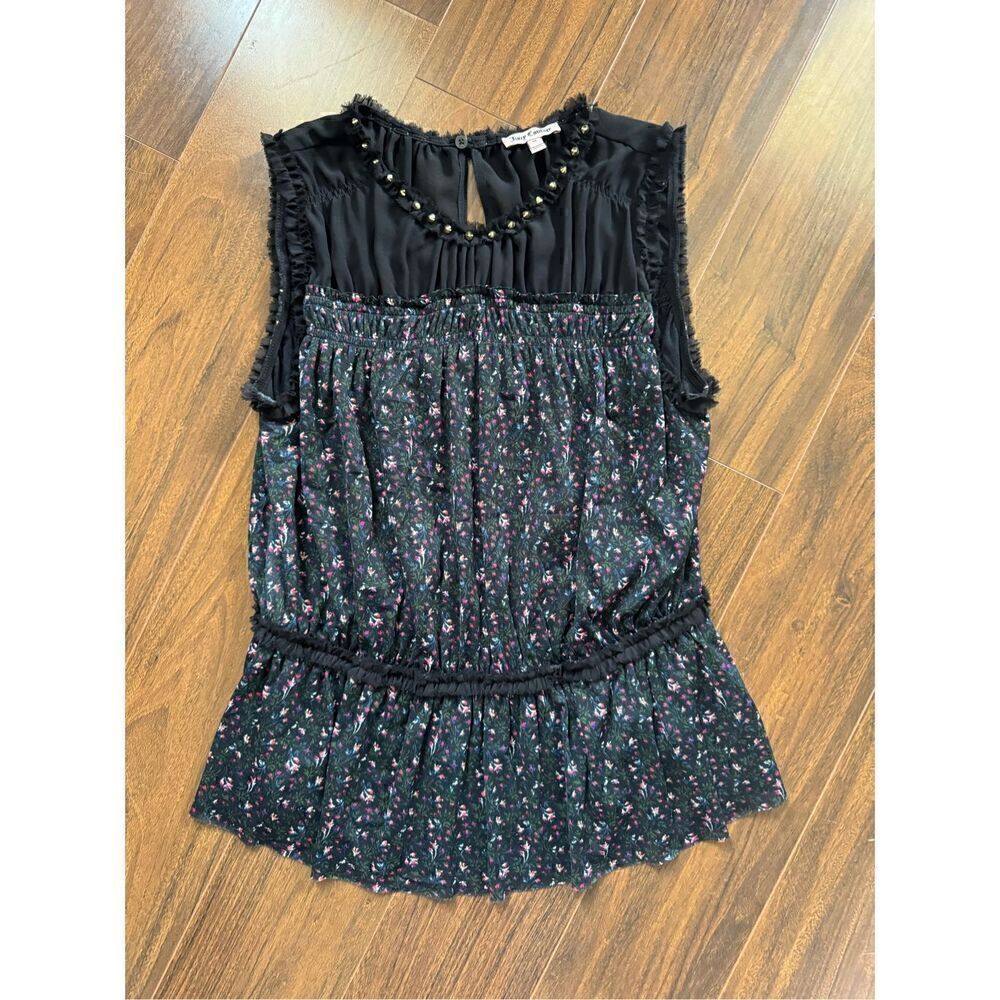 Juicy Couture M sheer floral studded sleveless top